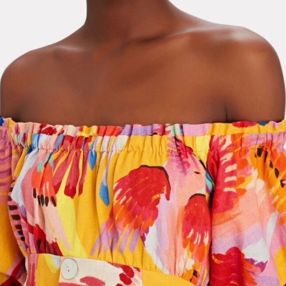Farm Rio Neon Macaws Off the Shoulder Tropical Mini Dress 🦜 - Picture 4 of 8